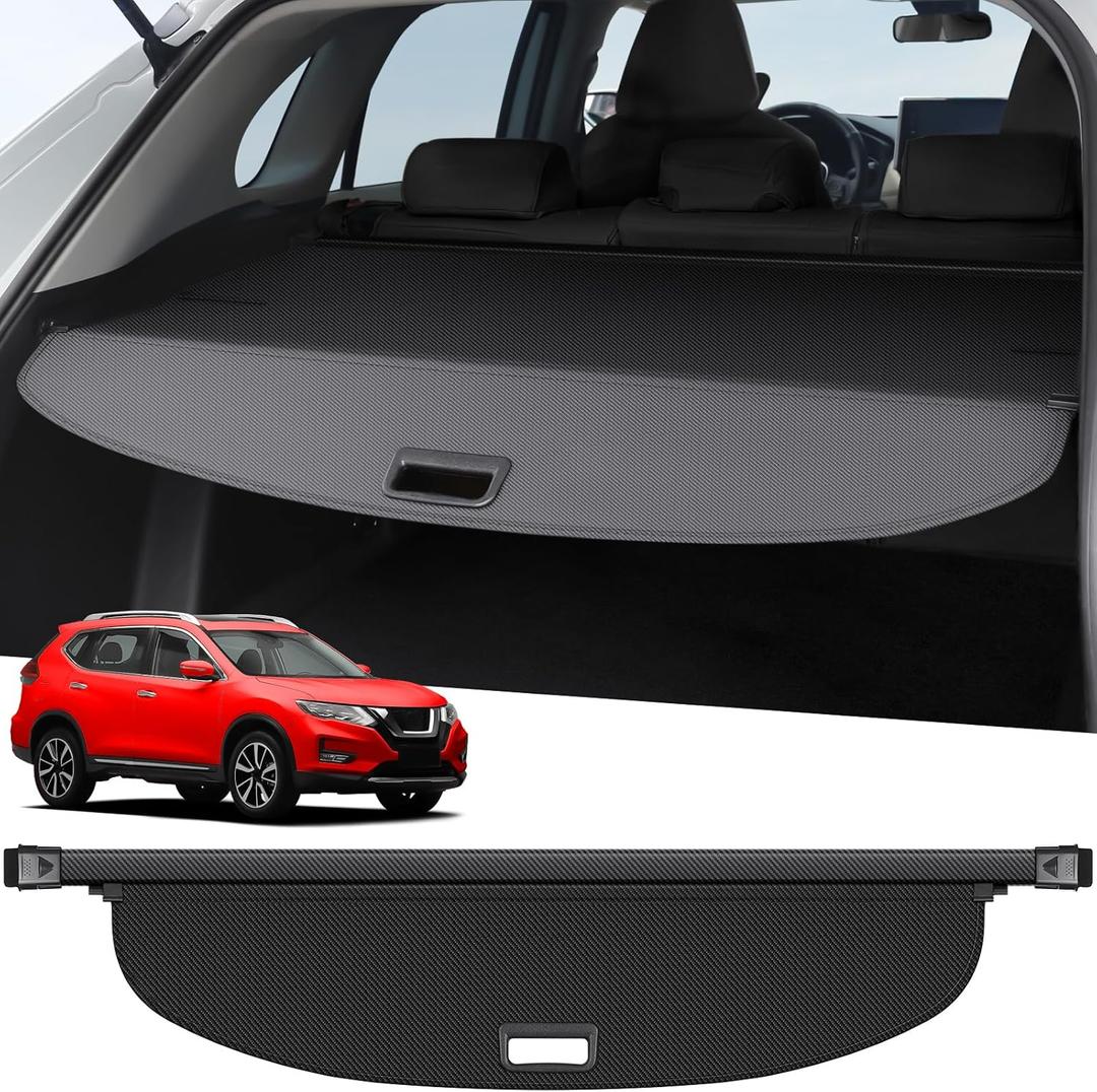 ZZEQYG Cargo Cover for 2014-2020 Nissan Rogue Accessories Retractable Cargo Cover Trunk Cover All Weather Shielding Shade Cargo Luggage Cover (2014-2020 Nissan Rogue(Carbon Fiber))