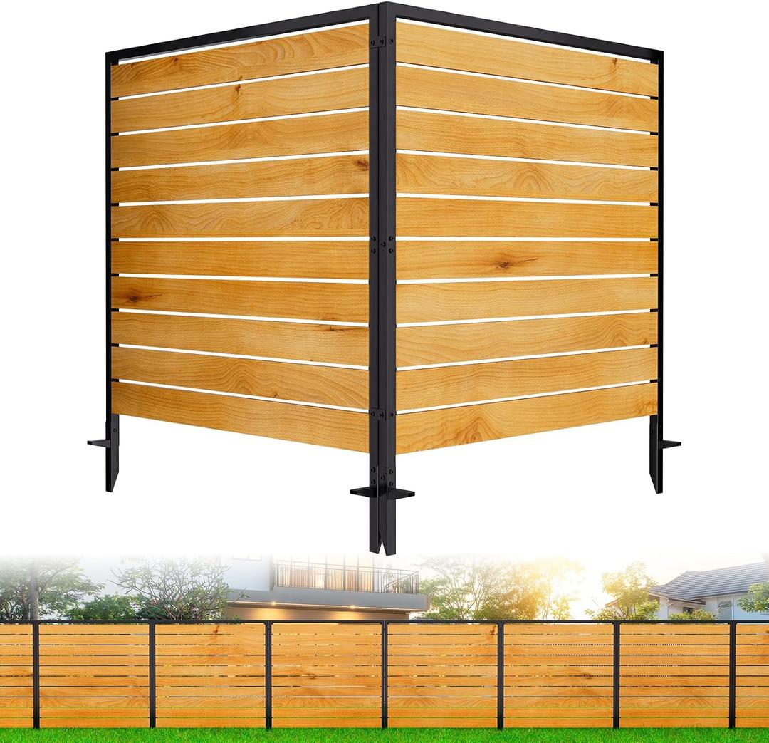 2 Panels No Dig Wooden Privacy Fence Screen, 42" H X 40" W Outdoor Air Conditioner Fences, Hide Trash Bins Or Ac Units, Decorative Garden, Patio, Backyard Fence -Temporary Fencing