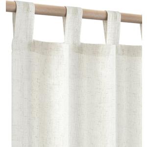 KOUFALL Farmhouse Linen Curtains, Cream Beige Semi Sheer Light Filtering Curtain, Boho Tab Top Neutral Country Curtains for Living Room, Bedroom, Nursery, 84 Inch Length, 2 Panels Set (Natural)