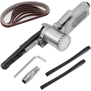Small Mini Air Operated Power Belt Sander, Sanding Grinder File Narrow Width 3/8 for Spot Welding Parts Grinding, Burr Removal, Chamfering and Coating Film Removal