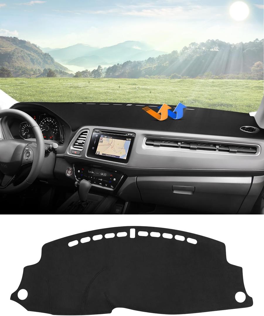 CARTIST Dashboard Cover Mat for 2016-2021 2022 Honda HR-V HRV Accessories Dash Cover Flannel Dash Mat Sunshade Glare UV Rays Protector