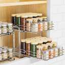 Pull Out Spice Rack Organizer for Inside Cabinet, 2 Tier Spice Rack Spice Organization for Cabinet 6 Height Adjustable, Seasoning Organizer, 9.2"W x 10.4"D x 9.8"H (Also for Cabinet with Lip)