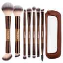 MAANGE 7 PCS Foundation Makeup Brush Set With Bag, Make up Brushes, Eyeshadow Concealer Brush, Double-ended Foundation Contour Powder Blush, Professional Face brush Set Tools For Liquid,Cream(Apricot)