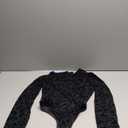 Avidlove Womens Mesh Long Sleeve Bodysuit Round Neck Sheer Leotards Geo Print Bodysuit Top with Snap Crotch (Small, Leopard Pattern)