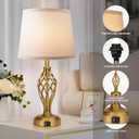 Ruiever Touch Table Lamps Set of 2, nightstand lamp with USB Ports Bedside 3 Way Touch dimmer Desk lamp for Living Room Bedroom,Gold Plated Spiral cage Base Design Warm White dimmer Bulbs Included.