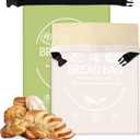 Bread Bags for Homemade, Beeswax Reusable Bread Bag for Sourdough 2-Pack, XL-Reusable Waxed Food Storage Bag to Keep Sourdough Fresh, Freezer-Safe, Eco-Friendly (Khai& Green)