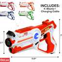 Kidzlane - Rechargeable Laser Tag Guns Set of 4 - High-Tech Infrared Laser Tag for Kids and Adults with Realistic Sounds, Vibrations and LED Lights - 4-Team Multiplayer Game