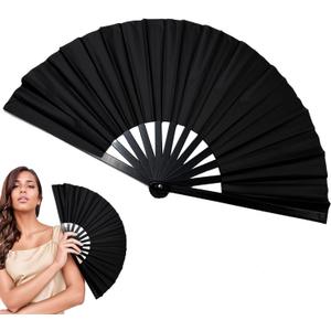 2 x Boots on The Ground Fan,13inch Large Rave Fan PoppingFan Clacking Fans for Line Dancing,Line Dance Popping Fans,HandFans for Women Foldable,Portable for Outdoor,Wedding,Party,Decoration(Black)