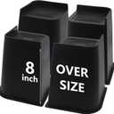 Bed Risers 8 inch Heavy Duty, 4 Pack Oversized Furniture Risers, Black Bed Lifts Risers for Table, Sofa, Chair, Couch, Desk, Bed Frame Risers Supports Up to 6,500 Lbs