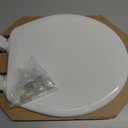 Mayfair Linden Slow Close Toilet Seat, Non Slip Heavy Duty Wood, Easy Install, Round, White