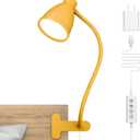 BOHON Clip on Light, 10W 38 LED Desk Lamp with Clamp, 5 Color 10 Brightness Auto Off Timer, Flexible Neck Clip Lamp, Desk Lights for Office Home Bed Bedside Reading, Bright Yellow