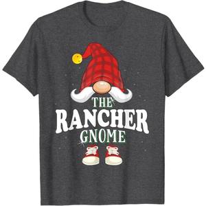 The Rancher Gnome Family Christmas Pajama T-Shirt, Size L, Grey