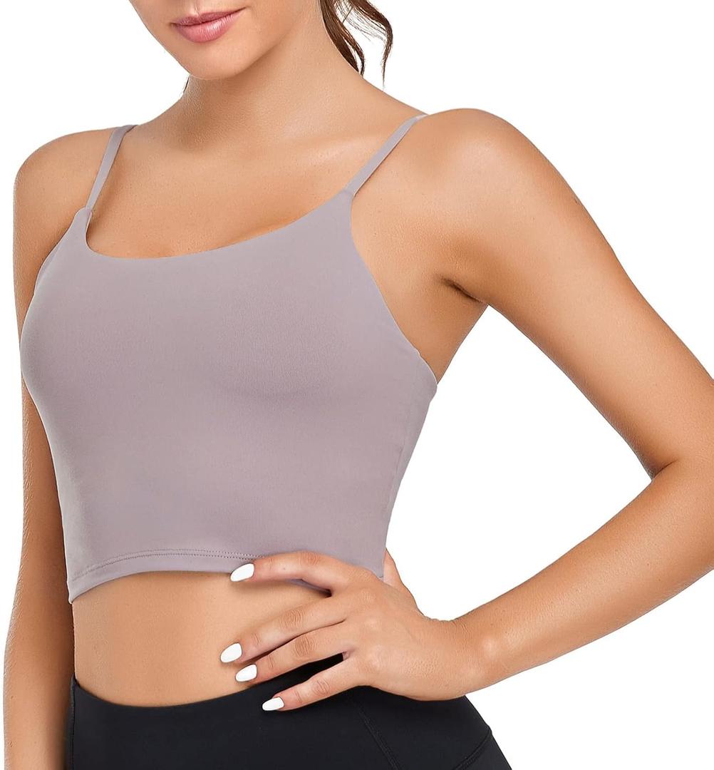 Lemedy Women Padded Sports Bra Fitness Workout Running Shirts Yoga Tank Top (Small, Lavender Grey)