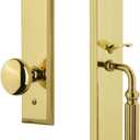 Grandeur 849471 Hardware One-Piece Handleset with F Grip and Fifth Avenue Knob, Dummy Entry Set, Lifetime Brass