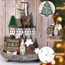 20 Pcs Neutral Sage Green Christmas Tiered Tray Decor Set Farmhouse Rustic Snowflake Xmas Tree Wood Table Centerpiece Decoration Tabletop Sign for Winter Home Kitchen Festival