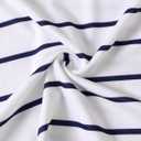 SOFIA'S CHOICE Striped Shirt Women Basic Casual V Neck Long Sleeve T Shirts Deep Blue White, X-Large