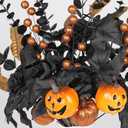 SY Super Bang Halloween Decorations, 10PCS Artificial Black Flowers Maple Leaf Orange Pumpkin Berry Floral Stems Vase Arrangement Branches Decor, for Home Indoor Party Holiday Living Room