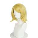 Short Blonde Wigs Shoulder Length Blonde Cosplay Wig for Costume Short Yellow Wigs Cosplay Outfit Halloween Party +Hair Cap