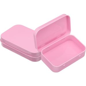 uxcell 2pcs Metal Tin Box, 3.7x2.4x0.8 Mini Portable Rectangular Empty Tinplate Small Storage Container Airtight Tins with Lids for Candy Favors Crafts Christmas Gifts, Pink