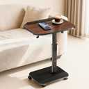C Table End Table Adjustable Height, Rolling TV Tray Table for Small Spaces 180 Flip-Over Panel Design & 360 Swivel Casters, C Shaped Side Tables for Couch for Living Room, Bedroom, Bed, Sofa, Snack
