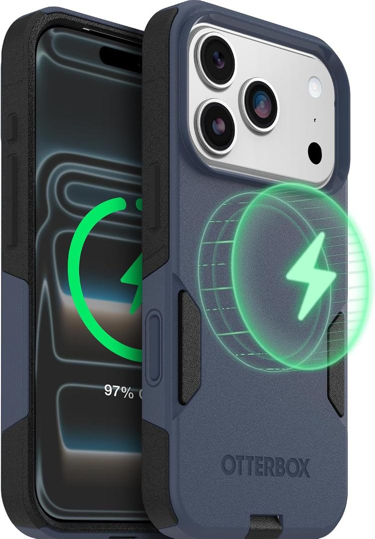 OtterBox iPhone 17 Pro (Only) Commuter Series Case Built-in MagSafe Thin, Dual-Layer, Pocket-Friendly, Port Cover Midnight Sky (Blue/Black)