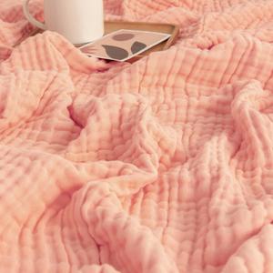 EMME Muslin Cotton Throw Blankets for Couch Breathable Gauze Blanket All Season Soft and Lightweight Pre-Washed Cotton Blanket (Pink, 60"x80") (Twin)