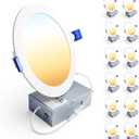 Ensenior 12 Pack 6 Inch LED Recessed Ceiling Light, Dimmable, 2700K-5000K 5CCT, 1200LM 12W 120V, High Brightness Canless Wafer Downlight - ETL&FCC&IC (2700k/3000k/3500k/4000k/5000k - 5cct White)