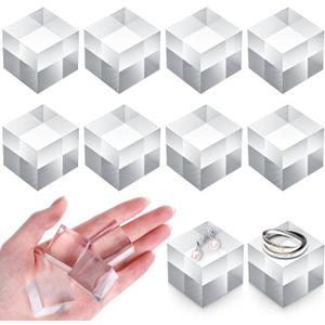 Remerry 8 Pieces Acrylic Display Block 1 x 1 x 1 Inch Clear Polished Acrylic Square Display Cube Block Stand Holder for Rings Jewelry Ornaments