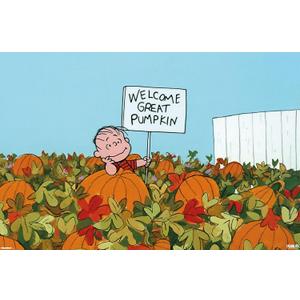 Trends International Peanuts: It's the Great Pumpkin, Charlie Brown (1966) - Linus Welcome Great Pumpkin Wall Poster, 34L x 22.4W, Premium Unframed Version