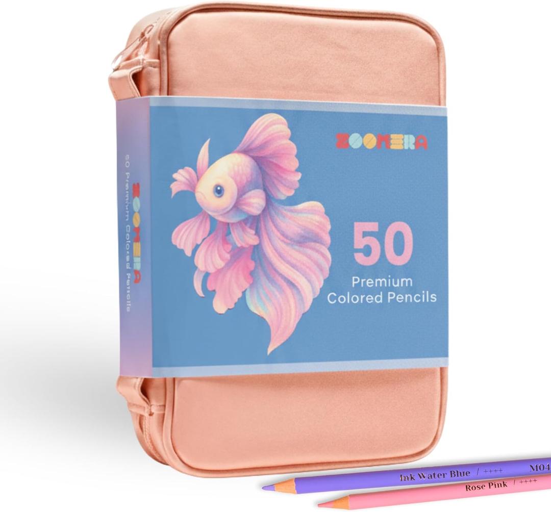 Colored Pencils for Adult Coloring Books  50 Pastel Color Pencils with Leather Case, Color Pencil Set includes Sharpener & Eraser