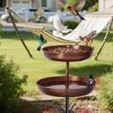 Bird Bath for Outside, Double 46In Metal Birdbaths for Outdoors,Bird Bath Feeder Bowls for Garden Patio Yard Decor, Upgraded 5-Pronged Metal Stake