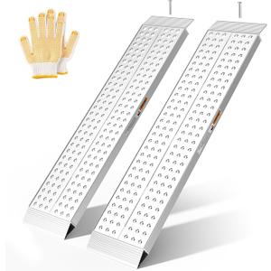 Aluminum Shed Ramp 55" L x 11" W Loading Ramps 3000 Lbs Capacity Lightweight Portable Ramp Anti-Slip Waterproof for ATV Lawn Mower Golf Cart Dirt Bike Motorcycle Garden Tractor 2Pcs