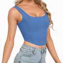 CLOZOZ Corset Tank Crop Top for Women Bustier Square Neck Sleeveless Tops | Double Lined Tank Top, Cute Summer Tops, Corset Top, Going Out Tops, Basic Tank Tops, Y2K, Party, Concert, Night Out, Club (Blue, XS)