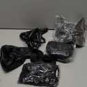 Newcotte 5 Pcs Halloween Cat Costume for Women Furry Mask Tail Bow Paw Gloves Whip Women Outfit for Fancy Dress Party (Black, Silver)