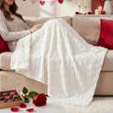 Moukeren Valentines Heart Throw Blanket 5060 - 3D Jacquard Heart Throw Blankets, Soft Cozy Romantic Valentines Gifts for Bed Couch Sofa Home Decor