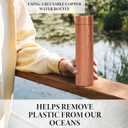 Copper Water Bottle - 37.2 OZ/1.1 L Large Handmade Hammered Pure Copper Vessel for Drinking Leak Proof Durable Easy to Carry Ideal for Home Travel Office Use