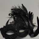Feather Masquerade Mask Feather Venetian Mask for Women Cosplay Party Halloween Mardi Gras Christmas Masque (Black)