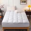 DROVAN Mattress Topper Queen Size - Extra Thick Mattress Pad Cover - Pillow Top Deep Pocket with Breathable 7D Spiral Fiber Filling Cooling Mattress Cover (White)