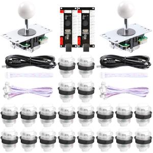 Easyget New Updated 2-Player LED DIY Arcade Kit 2X Zero Delay USB Encoder + 2X Joystick + 20x LED Arcade Buttons for PC, Windows, MAME, Raspberry Pi Arcade DIY (2-Player, White Kit) Easyget New Updated 2-Player LED DIY Arcade Kit 2X Zero Delay USB Encoder + 2X Joystick + 20x LED Arcade Buttons for PC, Windows, MAME, Raspberry Pi Arcade DIY (2-Player, White Kit)