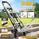 3 in 1 Industrial Convertible Hand Truck, 1000 LBS Capacity Heavy Duty Platform Cart, Utility Aluminum Collapsible Moving Dolly with Stair Climbing Wheels, 3 Positions for Transport, 52" High