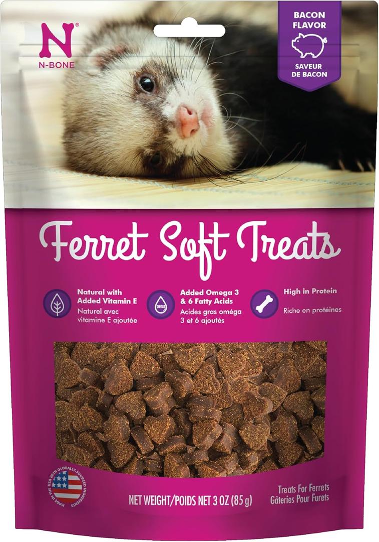 N-Bone 1 Pouch Ferret Soft Treats Bacon Flavor, 3 Oz, Best by 27 Aug 2026