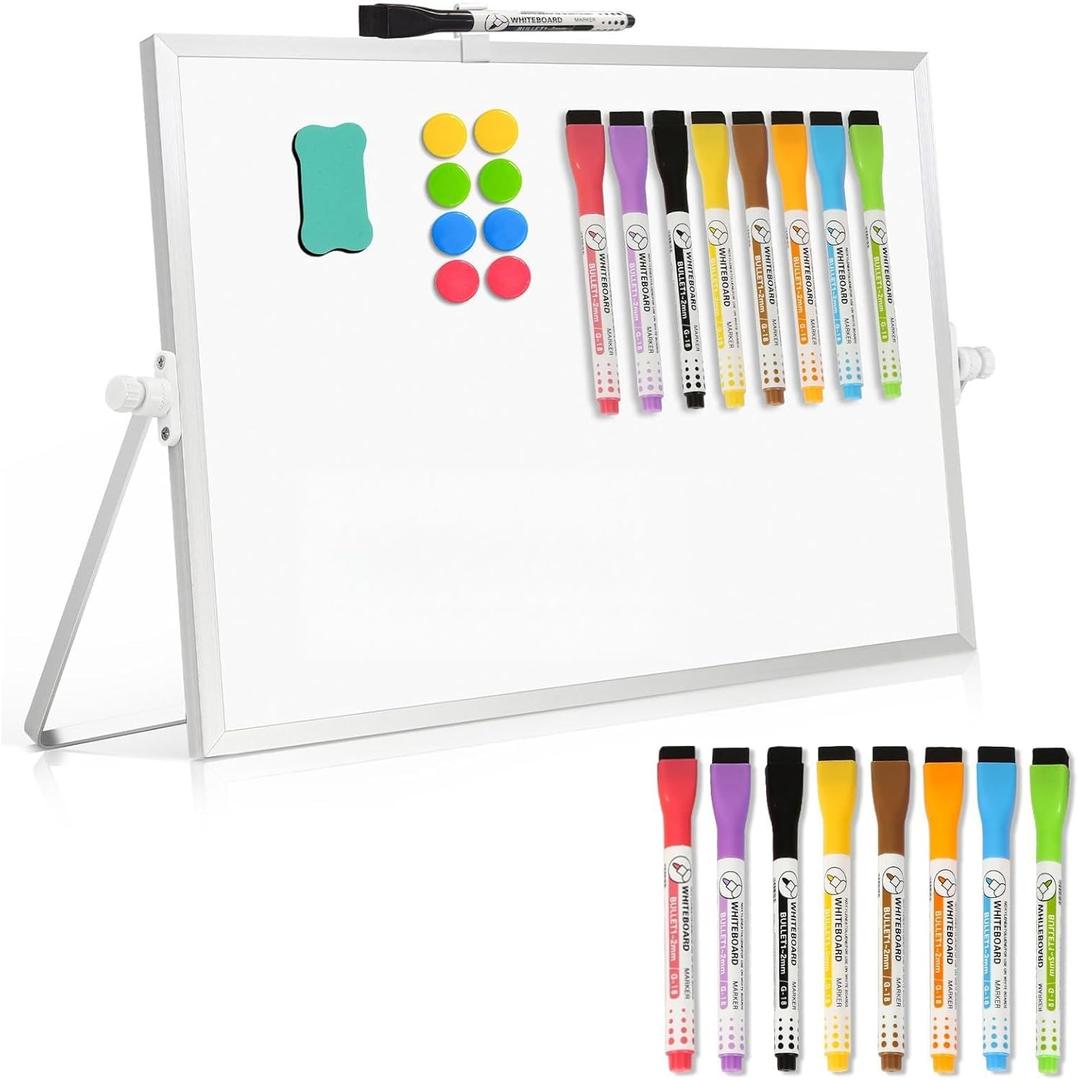 16" x 12" Double-Sided Magnetic White Board Dry Erase Board & 8 Colors Magnetic Dry Erase Markers