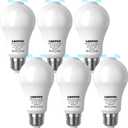 Motion Sensor Light Bulb,Activated Detector Light Bulb Indoor,Dusk to Dawn Security Bulb,13W Equivalent 100W,E26 Base 6000K Daylight,6 Packs (LY-A19H001)