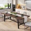 GarveeHome 63-83" Extendable Dining Table, Industrial Rectangular Dining Room Table for 6-8 People, Expandable Kitchen Table with Heavy Duty Metal Frame for Dining Room, Kitchen & Parties, Brown