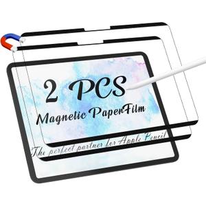 2 Pack Magnetic Paper film for iPad Pro 11 Inch M4/M5 [2024/2025 5th/6th Gen], Feel Like Writing Drawing On Paper, Matte Removable Anti Glare Fingerprint Screen Protector Blue Light Filter
