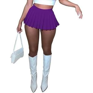 Mini Pleated Skirts for Women Sexy Cute Girl Y2k Short Cargo Skirt Women's Club Tennis Skort Skater A line with Slit (L, New Purple )