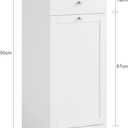 SoBuy Slim Tilt-Out Laundry Hamper Cabinet, Small Pull-Out Bathroom Storage Unit with Shelf & Drawer, Narrow Hidden Basket Chest Bath Cupboard, White BZR21-W, 15"D x 15.7"W x 35.4"H