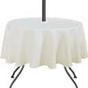 SARAFLORA Outdoor and Indoor Tablecloth -60 inch Round Beige Wrinkle Free Washable Waterproof Table Cloth with Umbrella Hole and Zipper Round Table Cover for Spring/Summer/Patio/Picnic/BBQS/Party