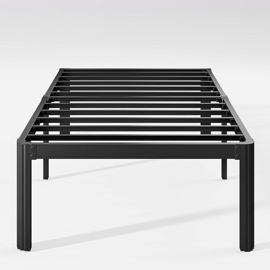 Hunlostten 18in Twin XL Heavy Duty Bed Frame No Box Spring Needed, Tall Metal Twin XL Platform Bed Frame with Round Corners, Easy Assembly, Noise Free, Black Hunlostten 18in Twin XL Heavy Duty Bed Frame No Box Spring Needed, Tall Metal Twin XL Platform Bed Frame with Round Corners, Easy Assembly, Noise Free, Black
