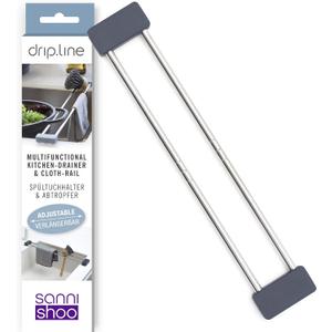 Sanni Shoo drip.line Pure Anthracite - Versatile and Adjustable Kitchen Rack Drip Tray for Dishcloths, Brushes, and Bottles - Hygienic Storage - Made of Stainless Steel and Silicone